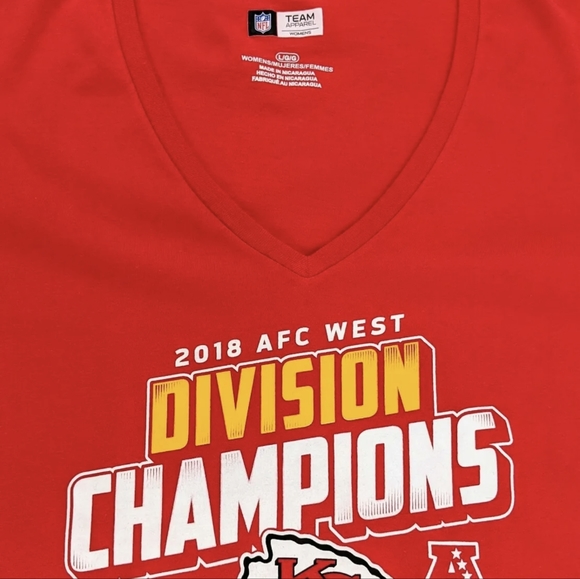 Kansas City Chiefs NFL Team Apparel Womens Sz Large Short Sleeve V-Neck - Picture 6 of 12